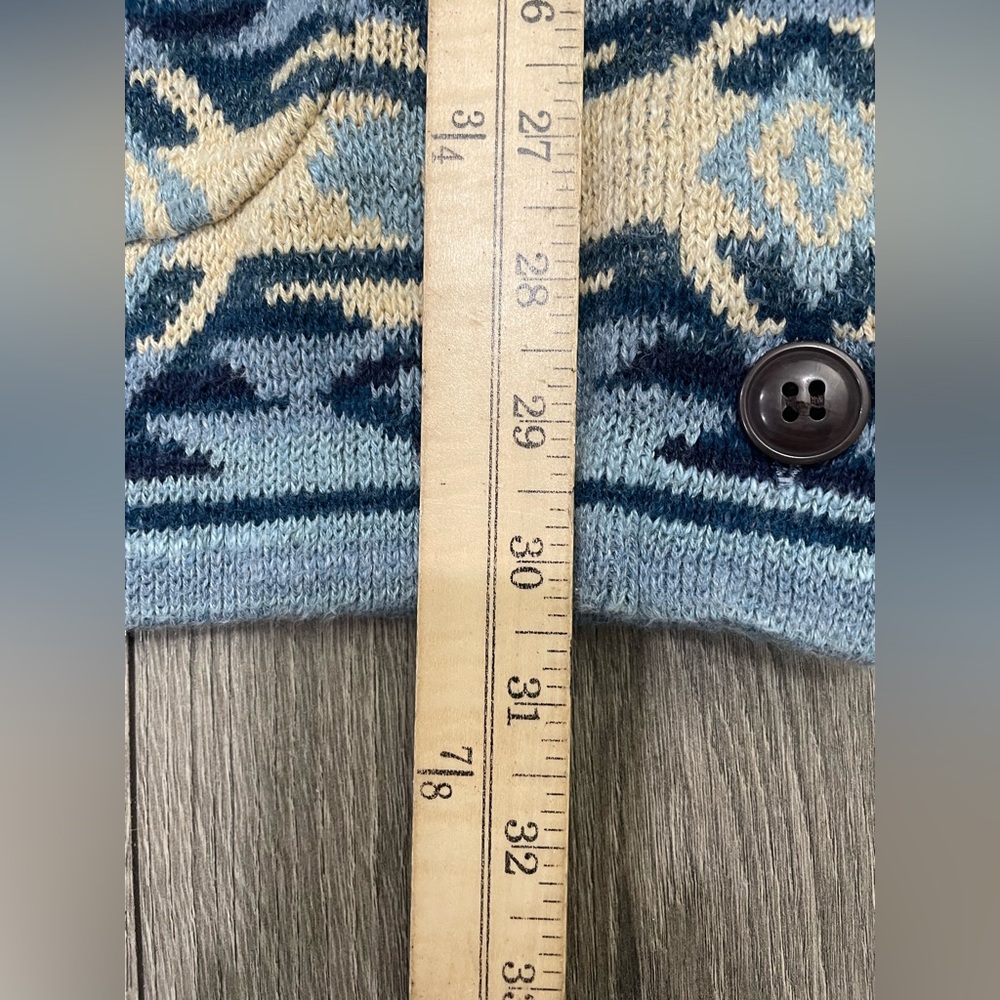 Polo Ralph Lauren Blue Indigo Aztec Print Cardigan Sweater Size Large - Picture 4 of 10